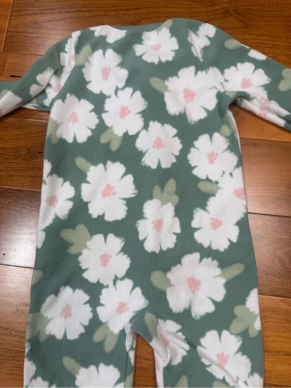 Carter's Sage Green Floral Fleece Footed One-Piece- size 5t